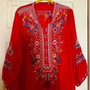 Beautiful red size large Johnny Was blouse.